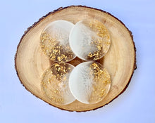 Load image into Gallery viewer, White and Gold Coaster Set