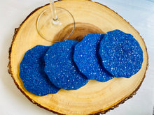 Load image into Gallery viewer, Royal Blue Druzy Coaster Set