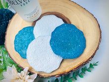 Load image into Gallery viewer, Blue and White Druzy Coaster Set