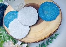 Load image into Gallery viewer, Blue and White Druzy Coaster Set