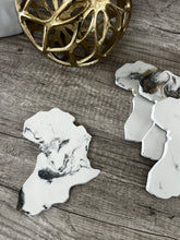 Load image into Gallery viewer, White Marbled Concrete Africa Coaster Set
