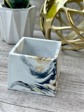 Load image into Gallery viewer, Black &amp; White Marbled Concrete Planter | Succulent Pot | Minimalist  Decor
