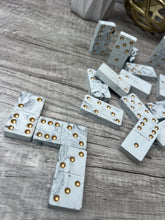 Load image into Gallery viewer, Black &amp; White Marbled Concrete Dominoes Set
