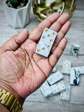 Load image into Gallery viewer, Black &amp; White Marbled Concrete Dominoes Set
