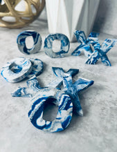 Load image into Gallery viewer, Blue Marbled Concrete Tic Tact Toe Set
