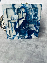 Load image into Gallery viewer, Blue Marbled Concrete Tic Tact Toe Set
