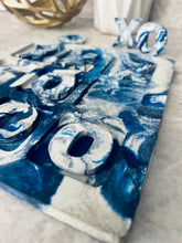 Load image into Gallery viewer, Blue Marbled Concrete Tic Tact Toe Set
