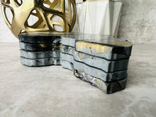 Load image into Gallery viewer, Charcoal Marbled Concrete Africa Coaster Set

