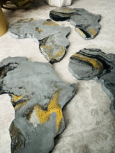 Load image into Gallery viewer, Charcoal Marbled Concrete Africa Coaster Set
