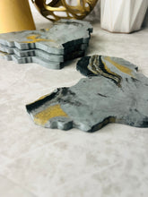 Load image into Gallery viewer, Charcoal Marbled Concrete Africa Coaster Set
