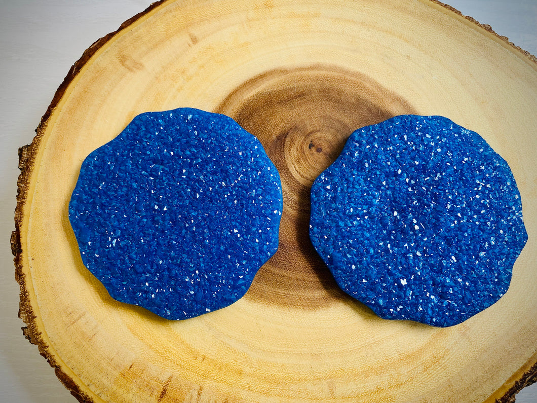 Royal Blue Druzy Coaster Set