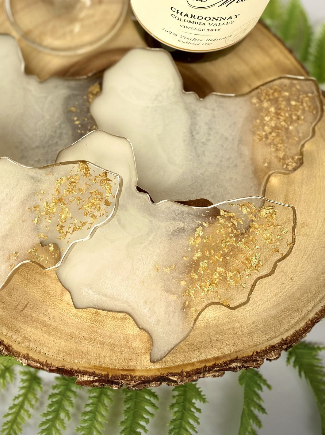 White & Gold African Coaster Set