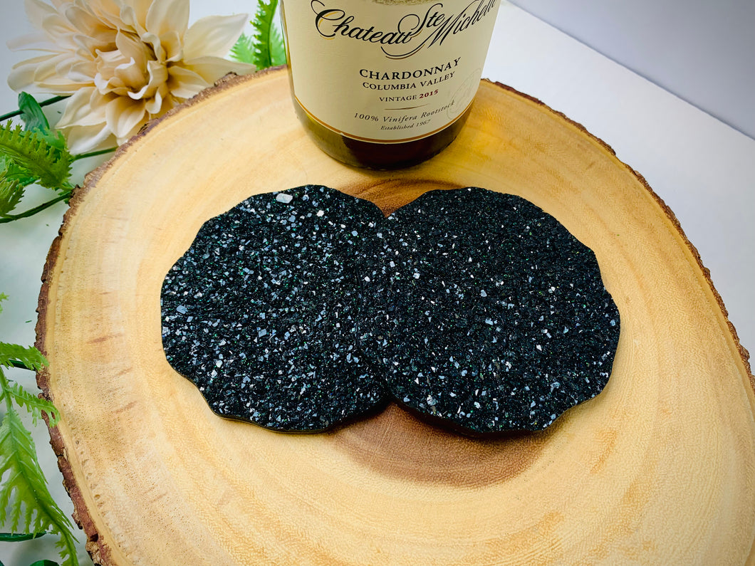Black Druzy Coaster Set