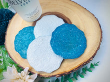 Load image into Gallery viewer, Blue and White Druzy Coaster Set
